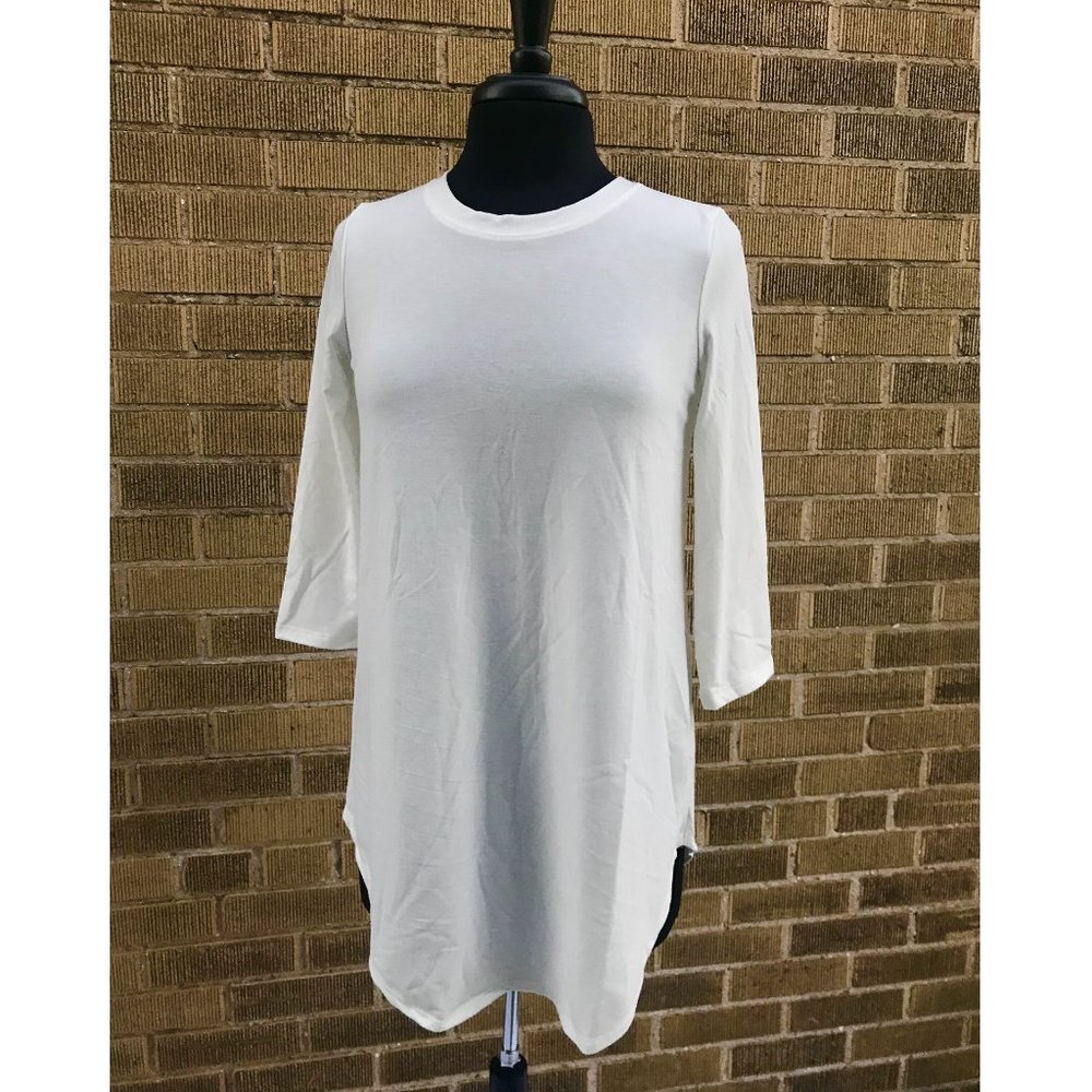 Ivory Jersey Tunic Top with 3/4 Sleeves